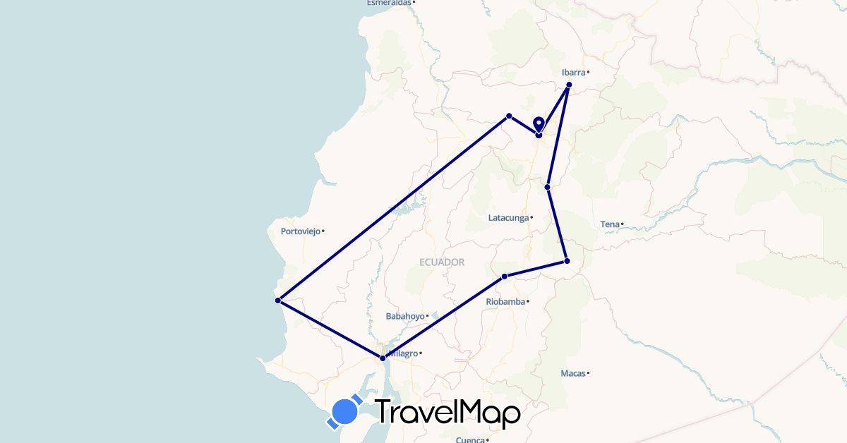 TravelMap itinerary: driving in Colombia, Ecuador (South America)